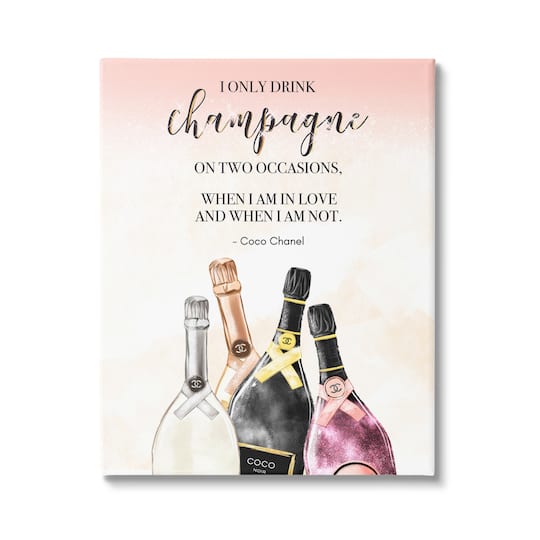 Stupell Industries Champagne and Love Quote Fashion Designer Glam Text Canvas Wall Art